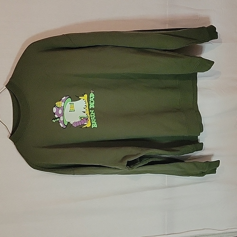 Brain Dead Mushroom House Fairy Olive Crew Sweatshirt XXL